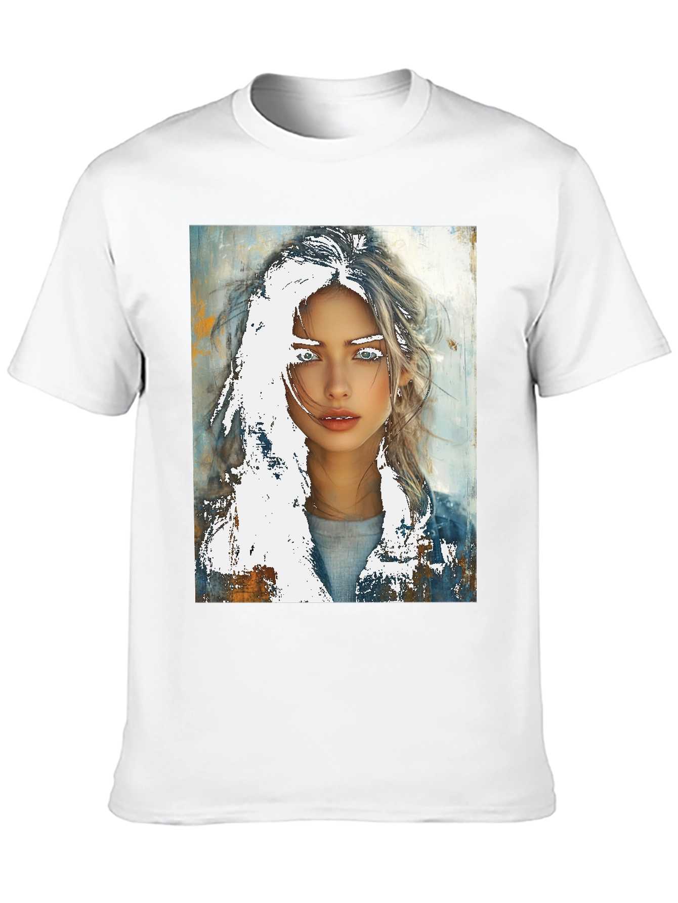Artistic Woman Graphic Tee - Black Cotton Casual
