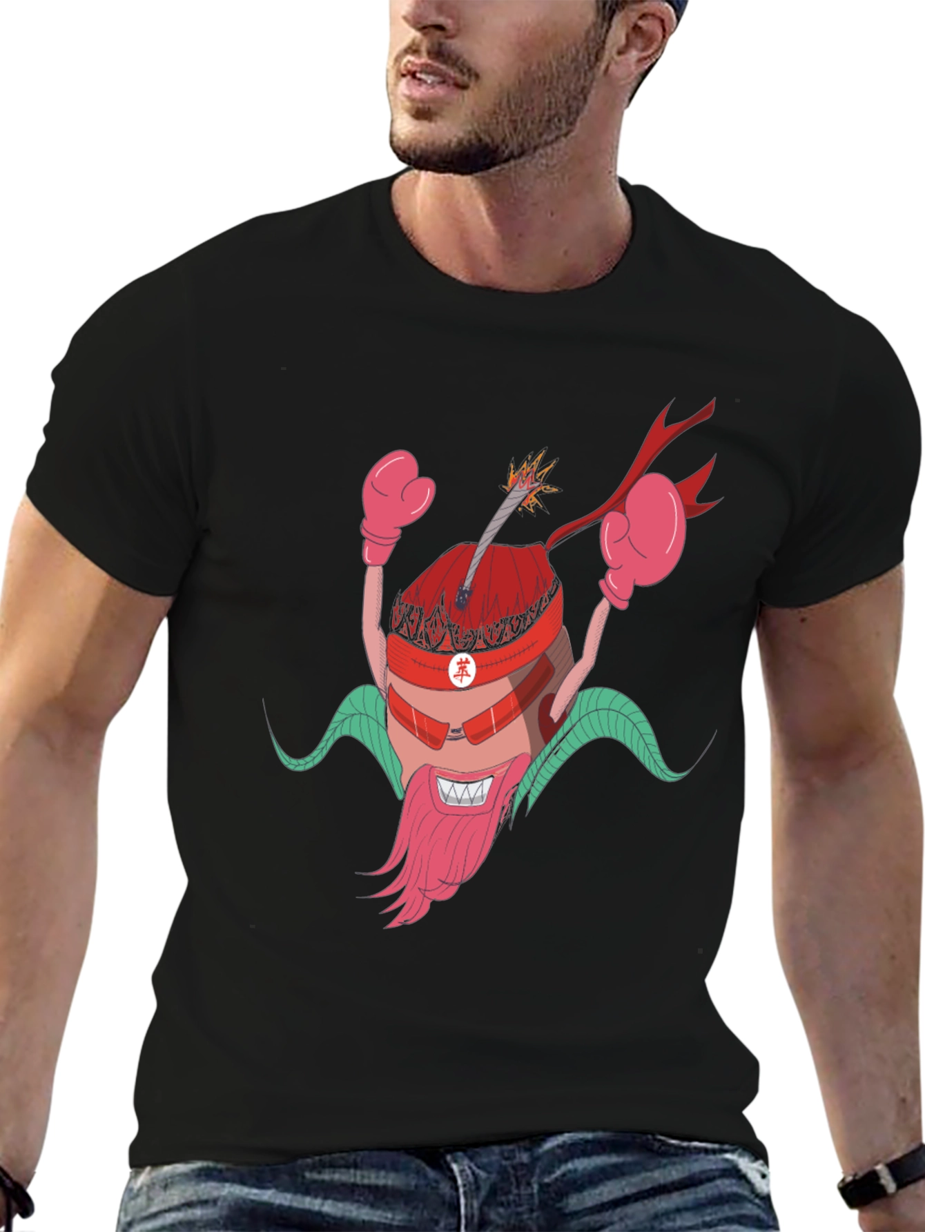 Cartoon Bomb Character Black T-Shirt