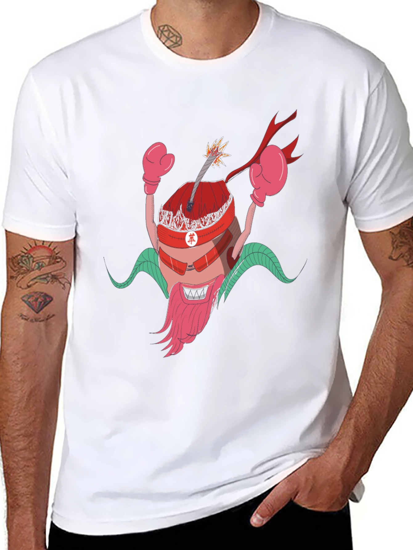 Cartoon Bomb Character Black T-Shirt