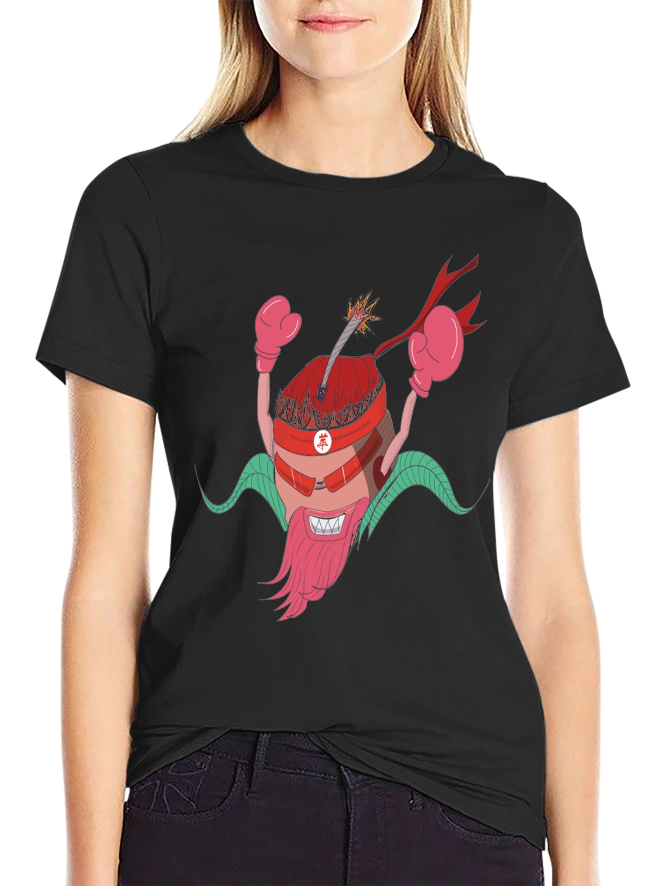 Cartoon Bomb Character Black T-Shirt