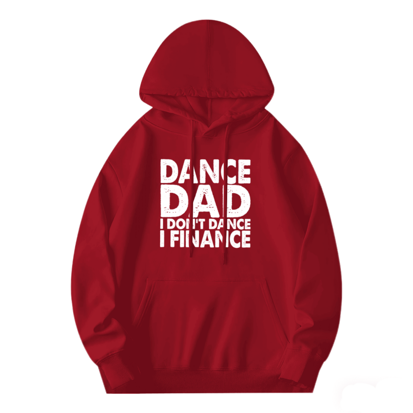 Dance Dad Finance Pun Red Hoodie, Cozy Father Gift Unisex Hooded Sweatshirt