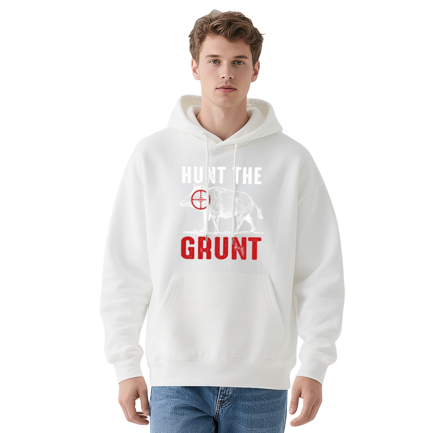 Hunt The Grunt Wild Boar Hunting Navy Hoodie, Comfort Outdoor Top For Hunters
