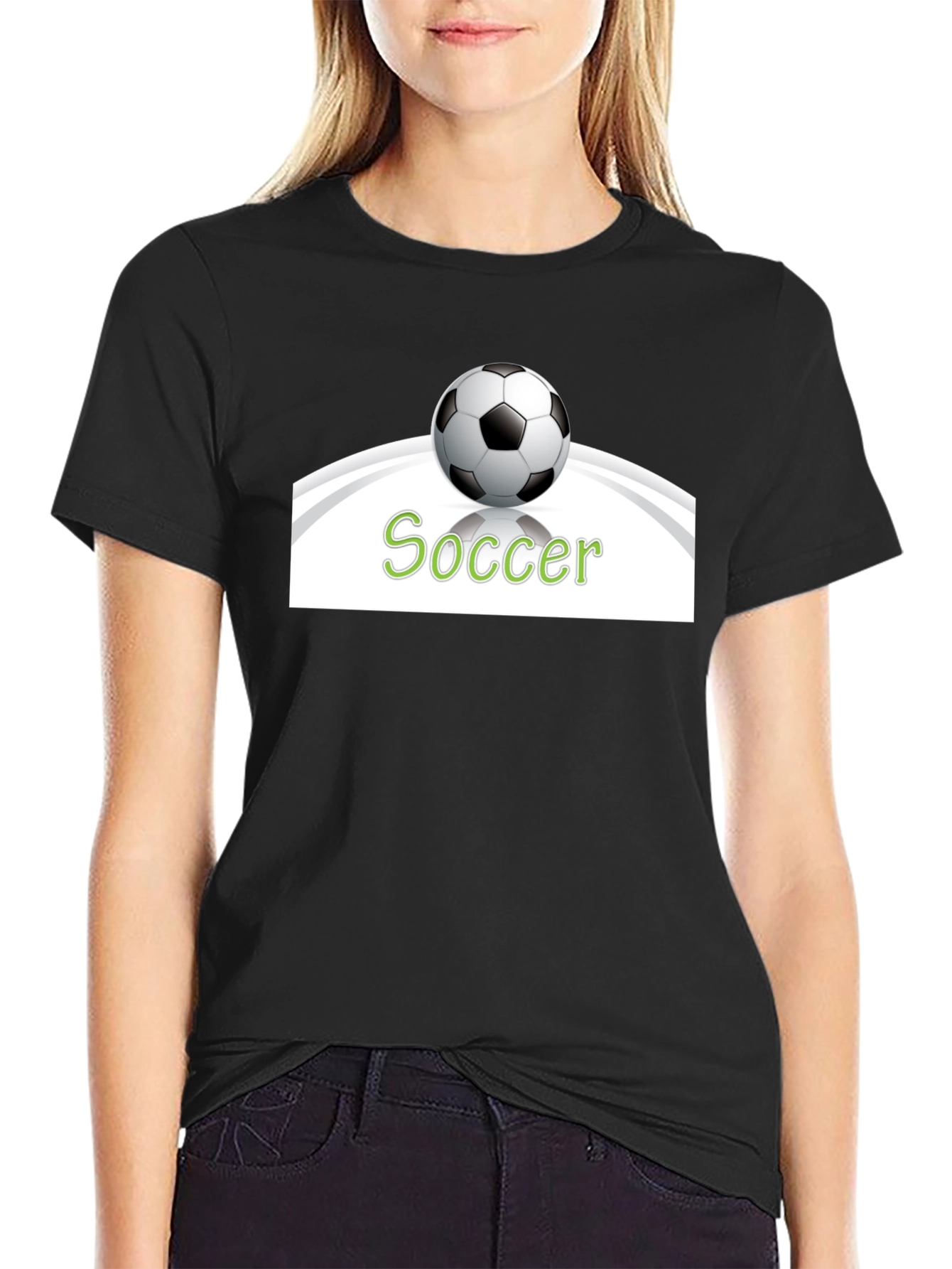 Soccer T-Shirt - Black Cotton Graphic Tee