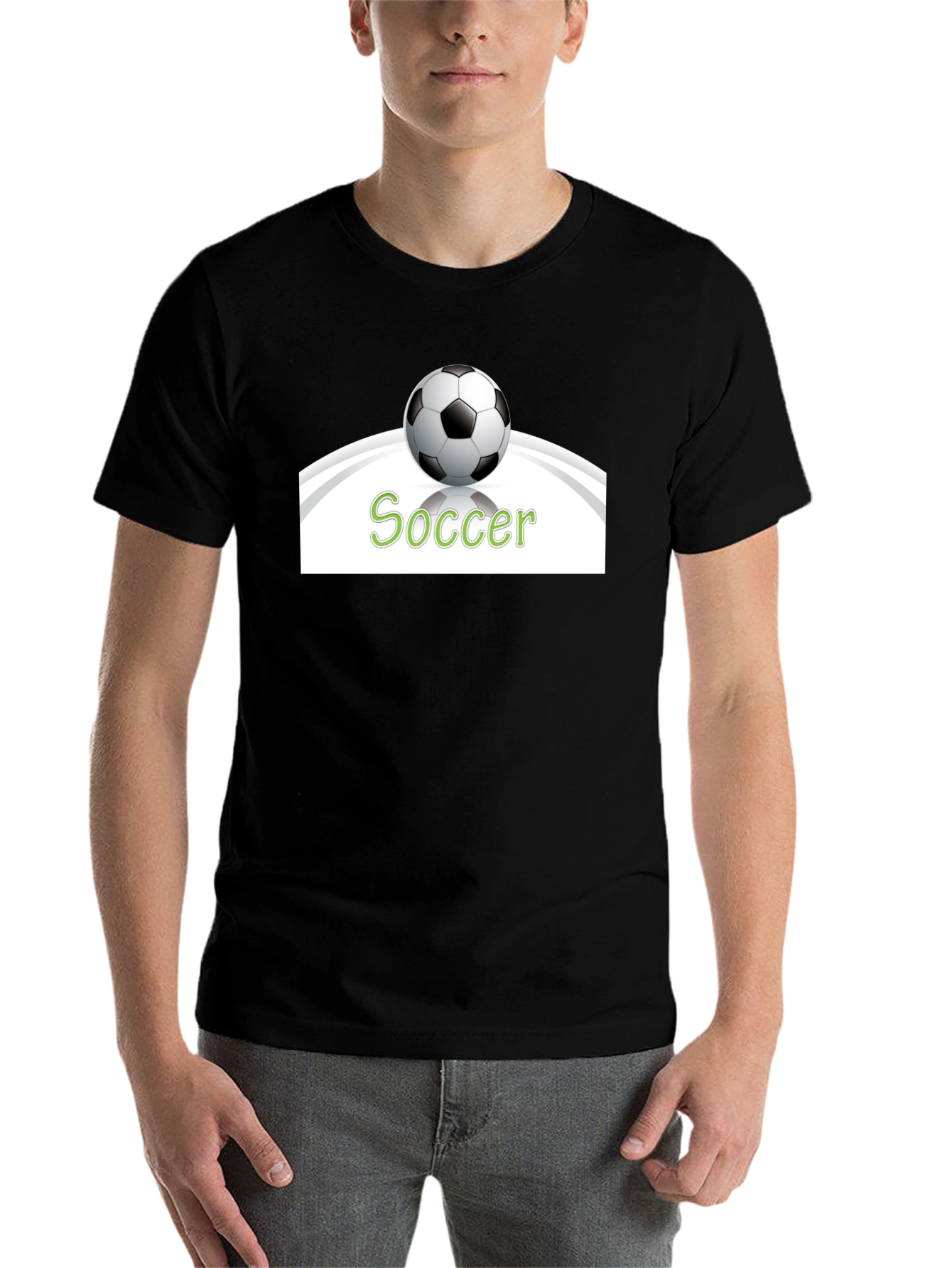 Soccer T-Shirt - Black Cotton Graphic Tee