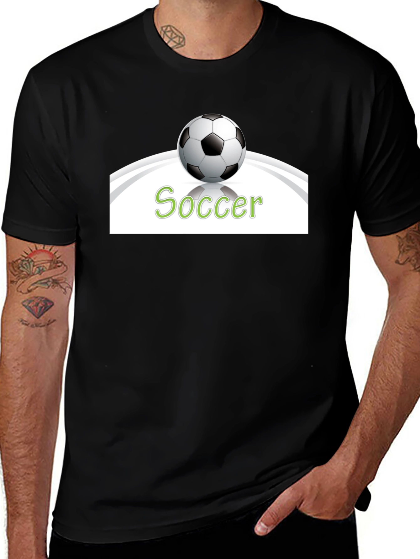 Soccer T-Shirt - Black Cotton Graphic Tee