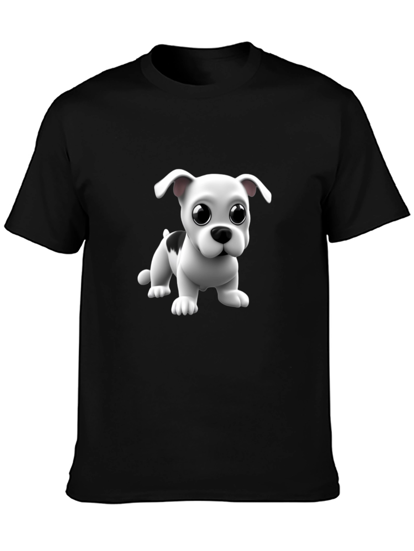 Cute Puppy Graphic Black T-Shirt