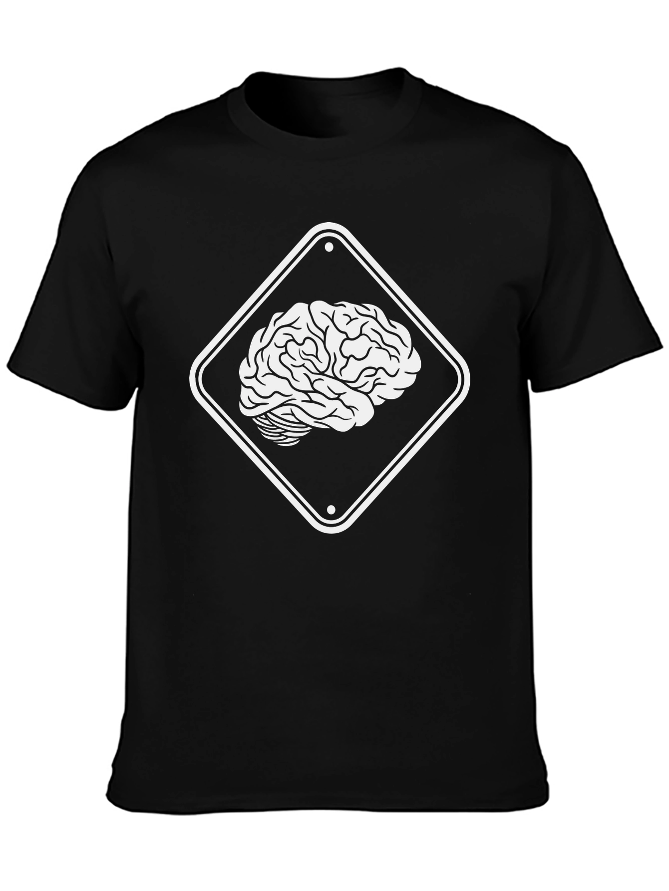 Brain Hazard Sign T-Shirt - Black