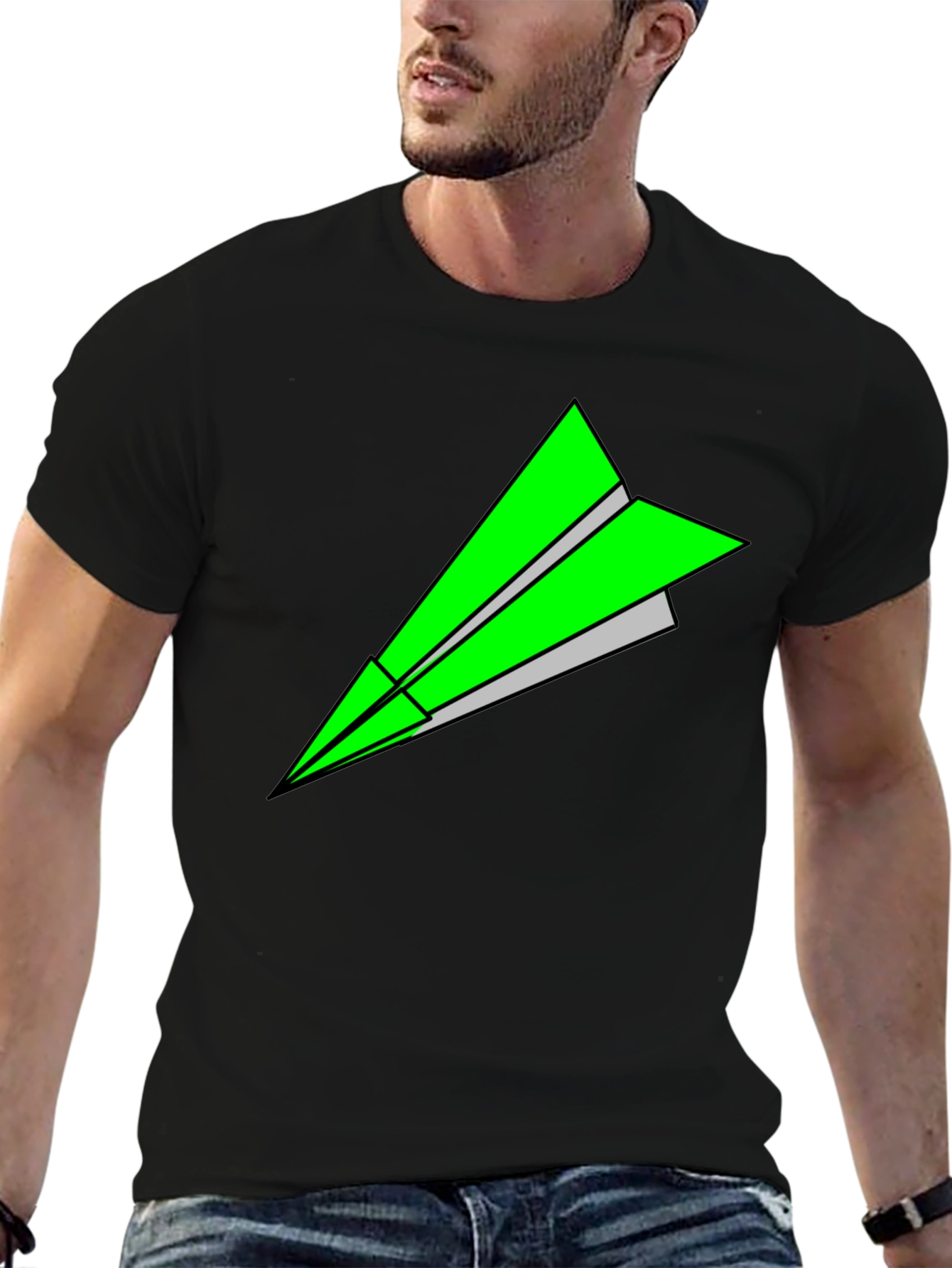 Paper Airplane Graphic Tee - Black T-Shirt