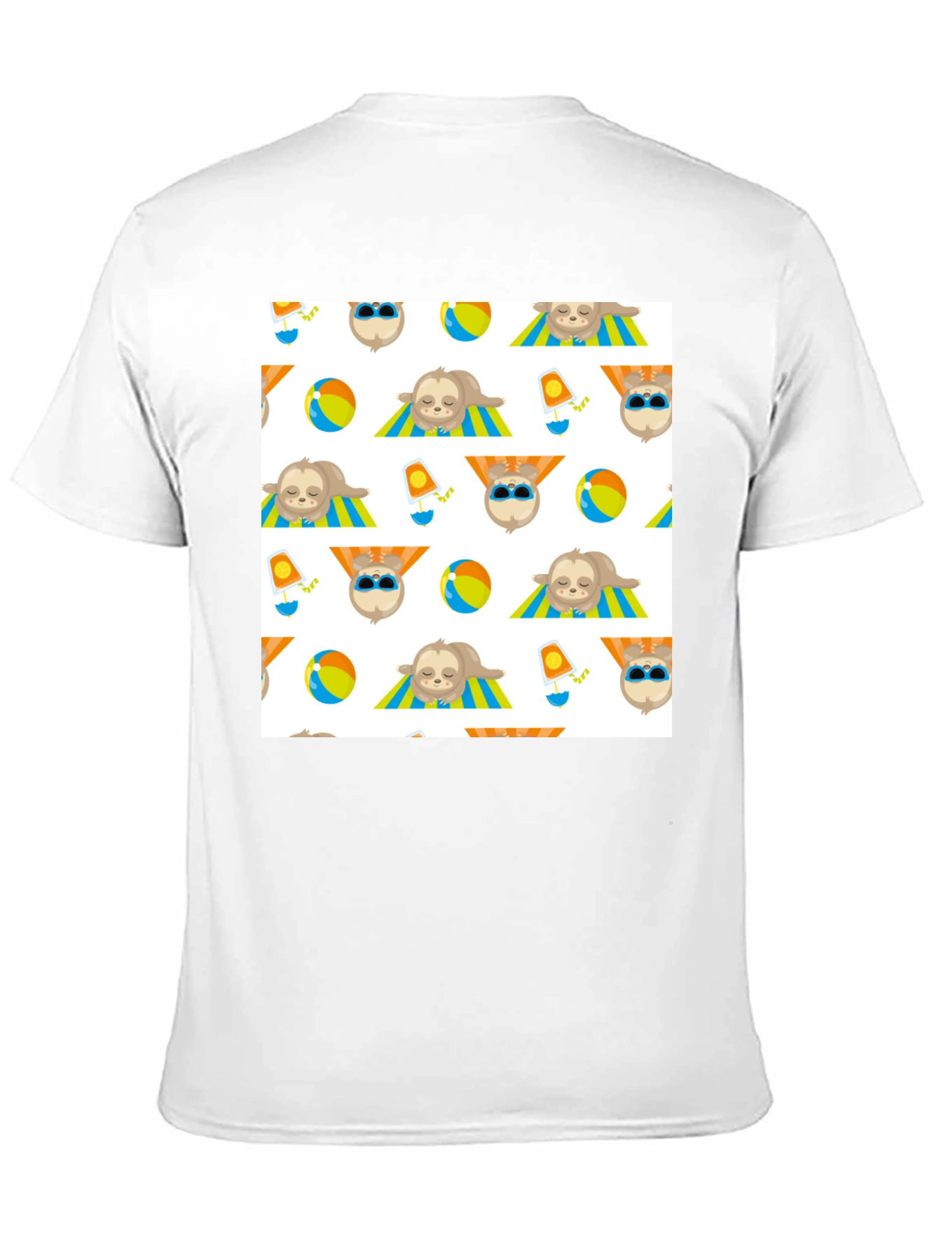 Summer Sloth Pattern Black T-Shirt