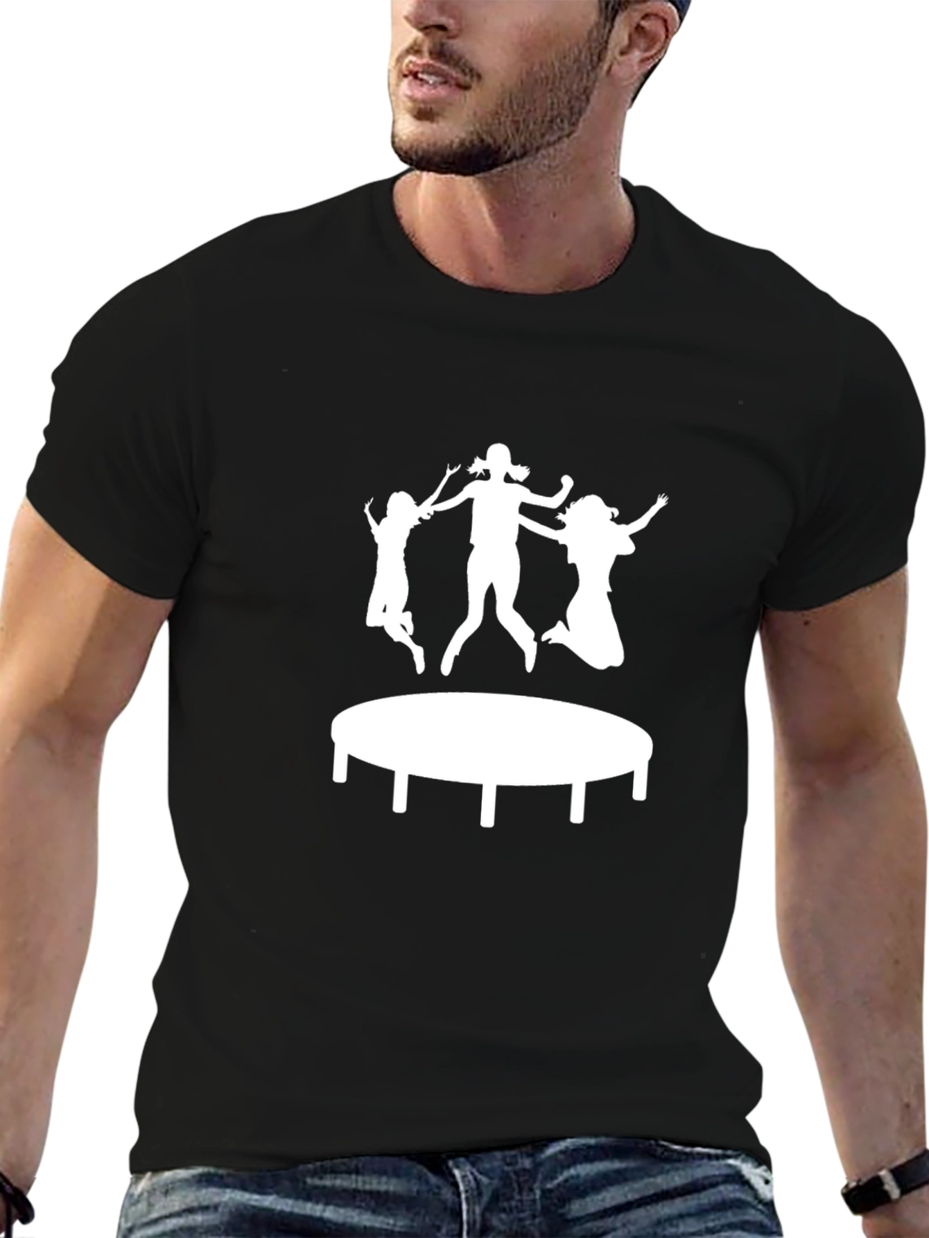 Trampoline Fun T-Shirt - Black Cotton Tee
