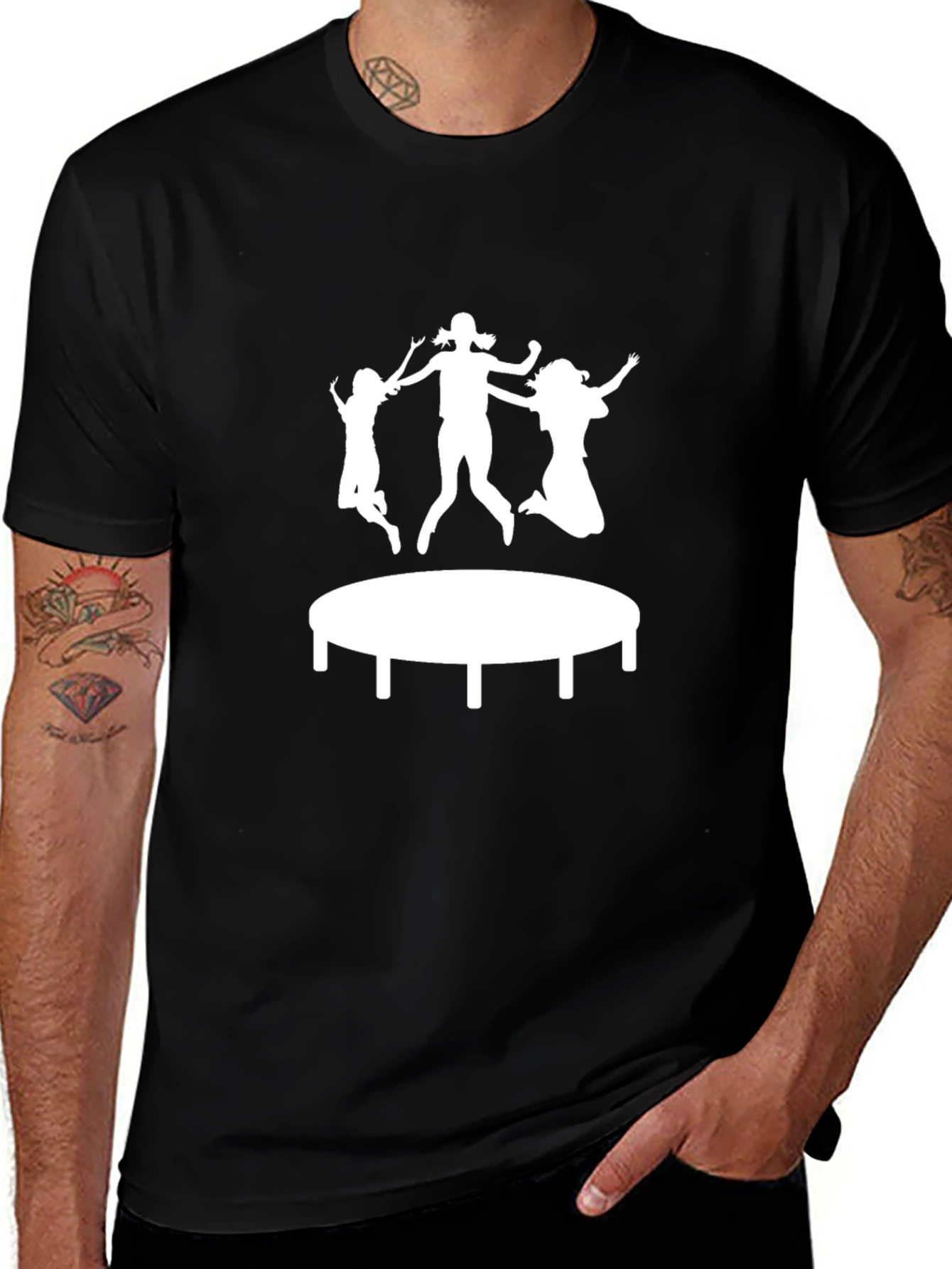 Trampoline Fun T-Shirt - Black Cotton Tee