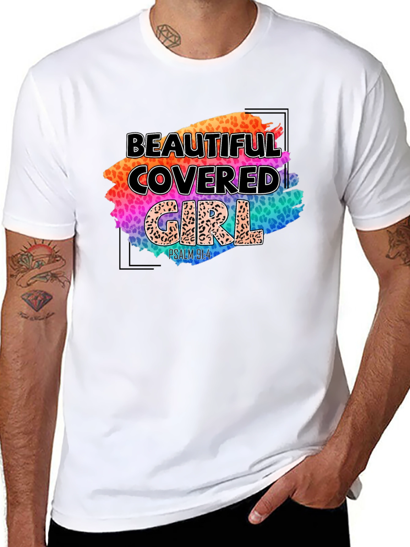 Beautiful Covered Girl T-Shirt - Psalm 91:4