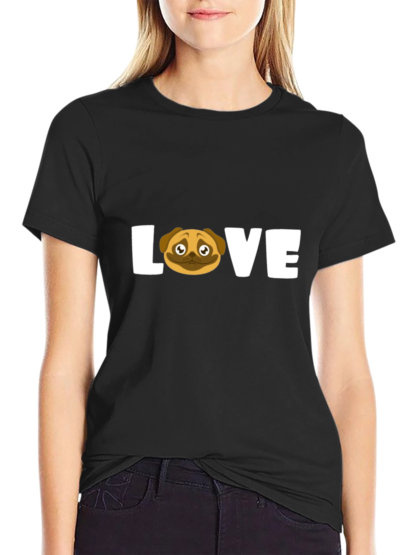 Pug Love Graphic T-Shirt - Unisex Black Tee