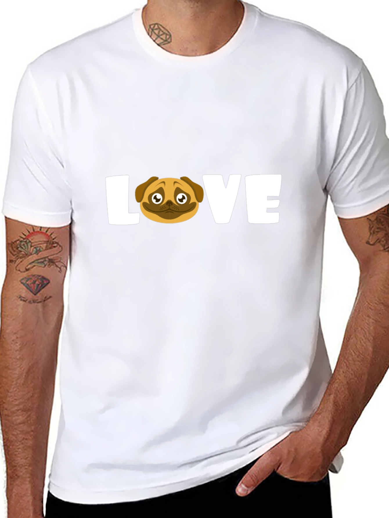 Pug Love Graphic T-Shirt - Unisex Black Tee