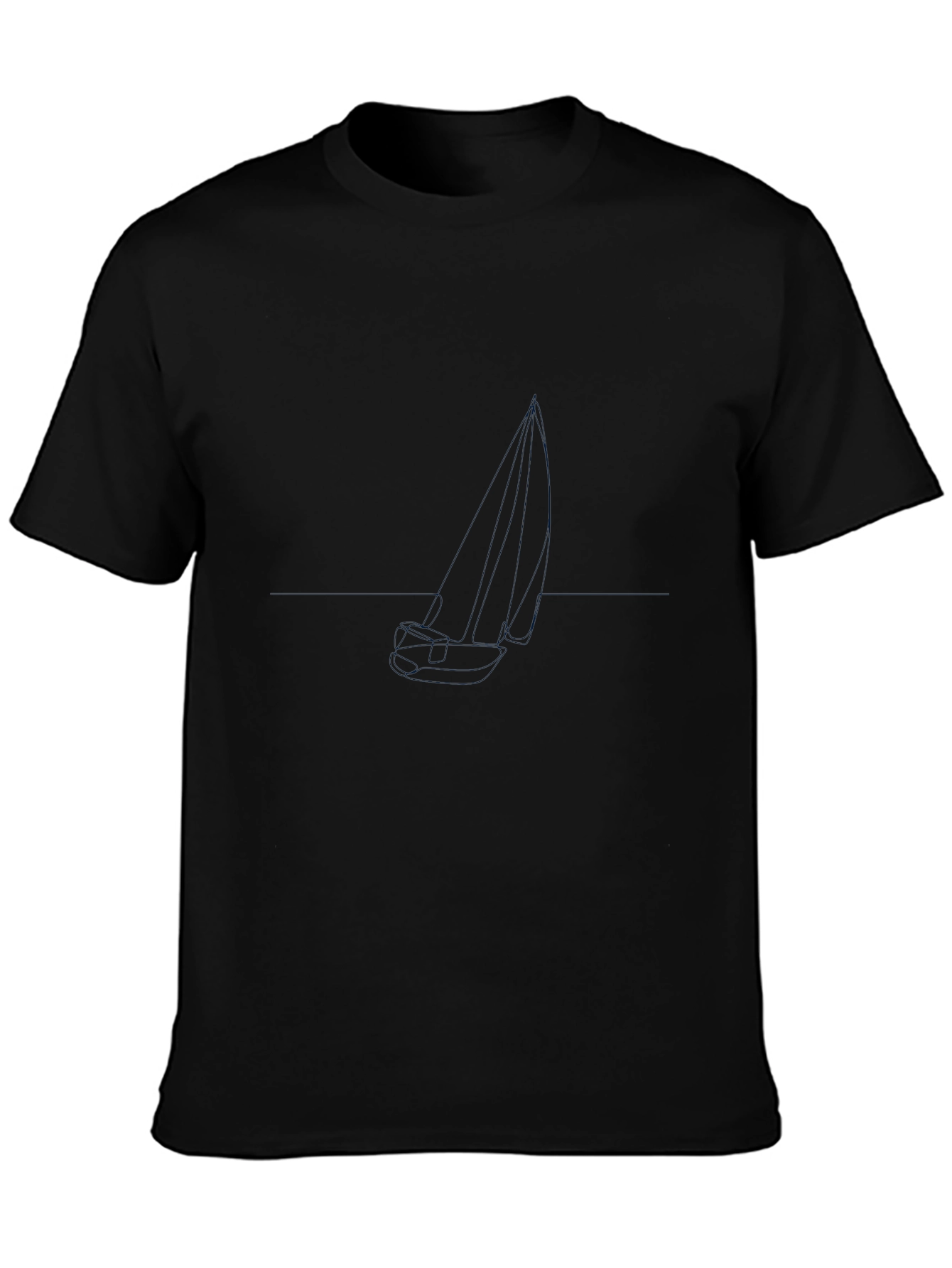 Mens Black Graphic Tee - Sailboat Design
