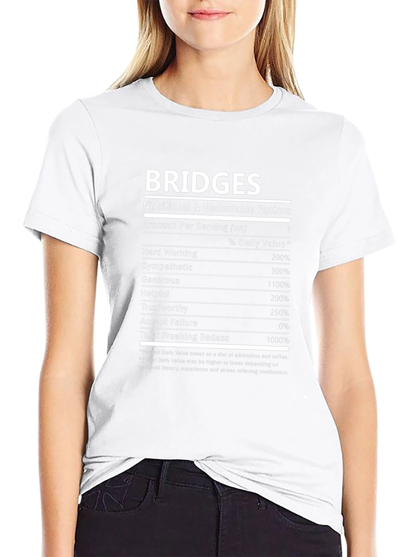 Bridges Nutritional Facts Black T-Shirt