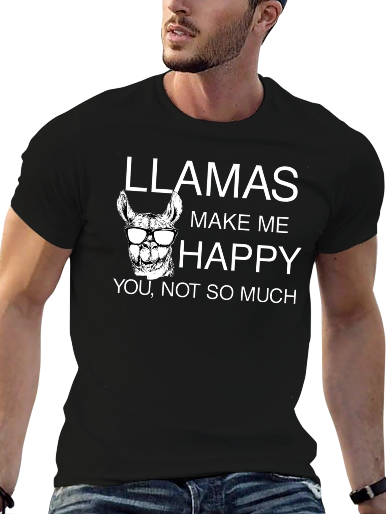 Llamas Make Me Happy T-Shirt - Funny Graphic Tee