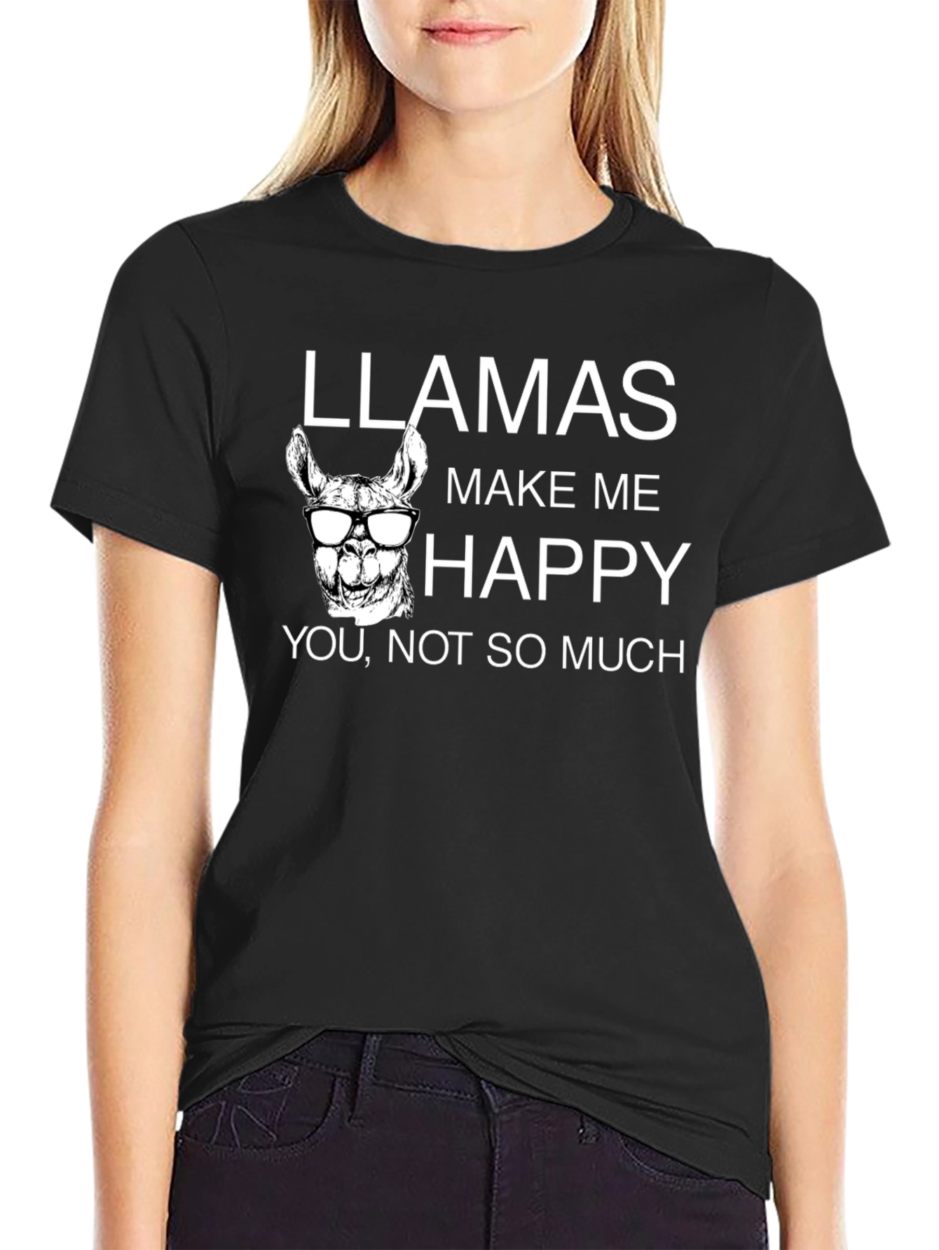 Llamas Make Me Happy T-Shirt - Funny Graphic Tee