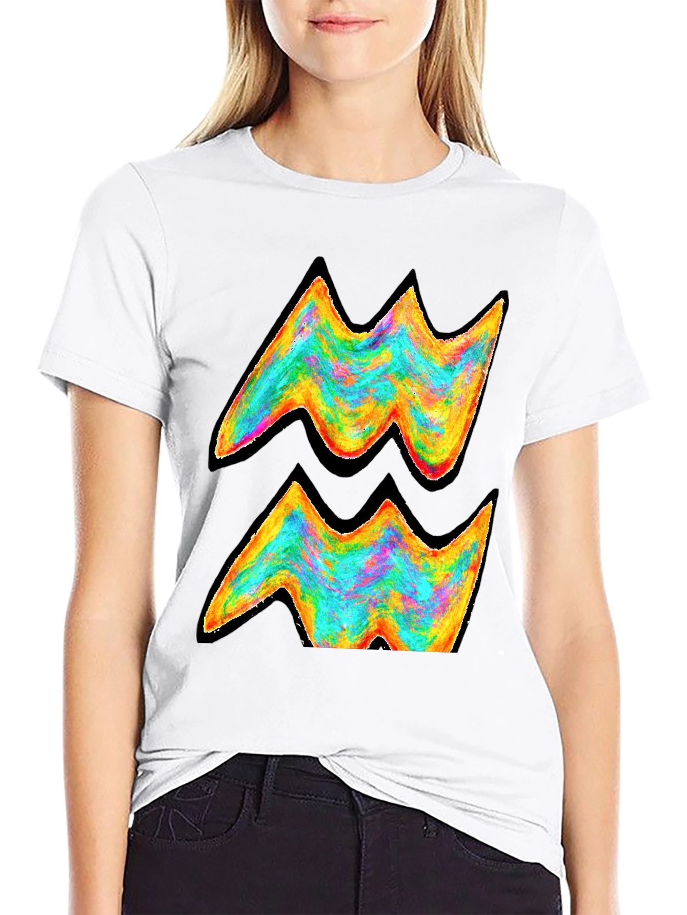 Aquarius Zodiac Rainbow Graphic Tee