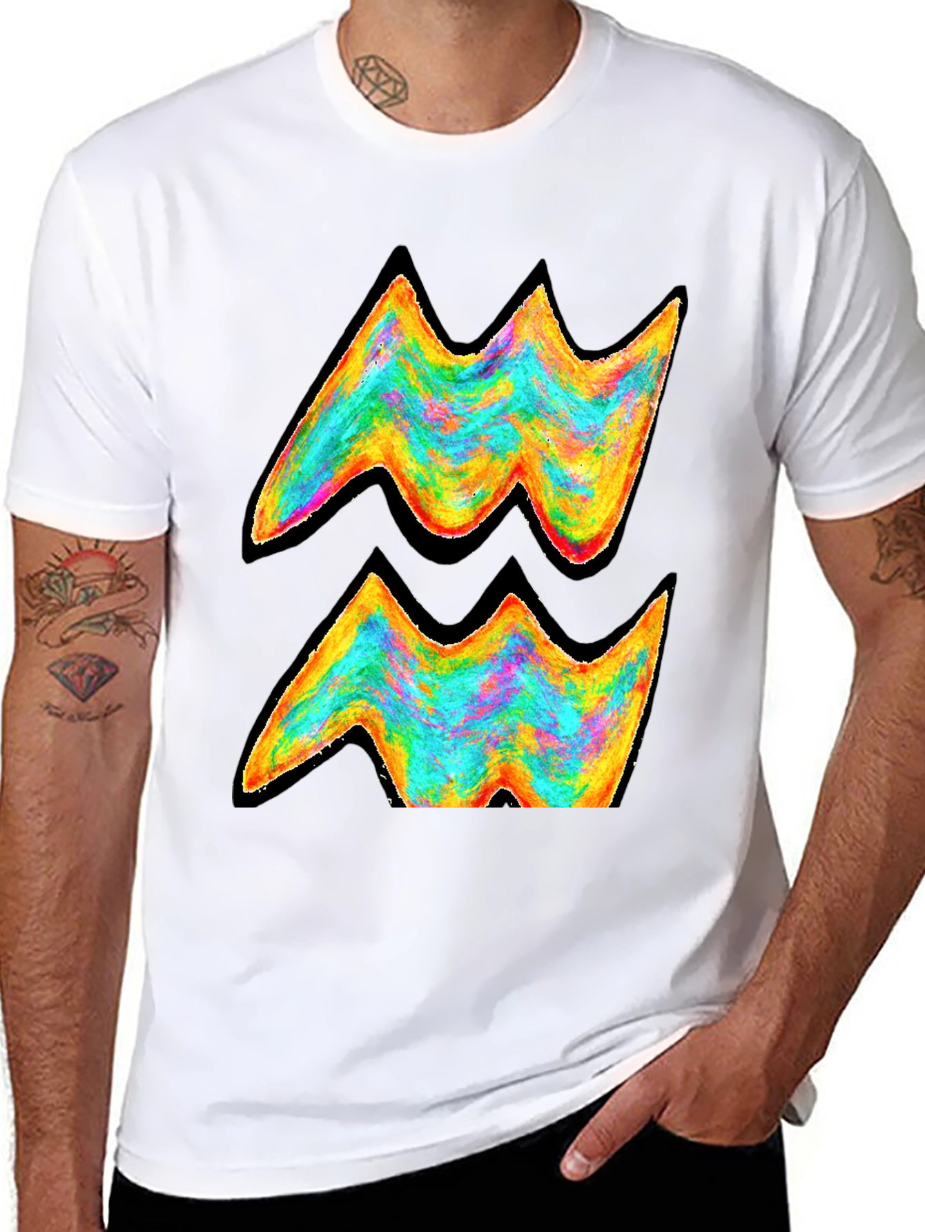 Aquarius Zodiac Rainbow Graphic Tee