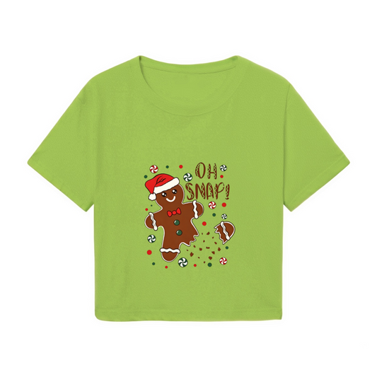 Oh Snap Gingerbread Man Fun Christmas Graphic Crop Top