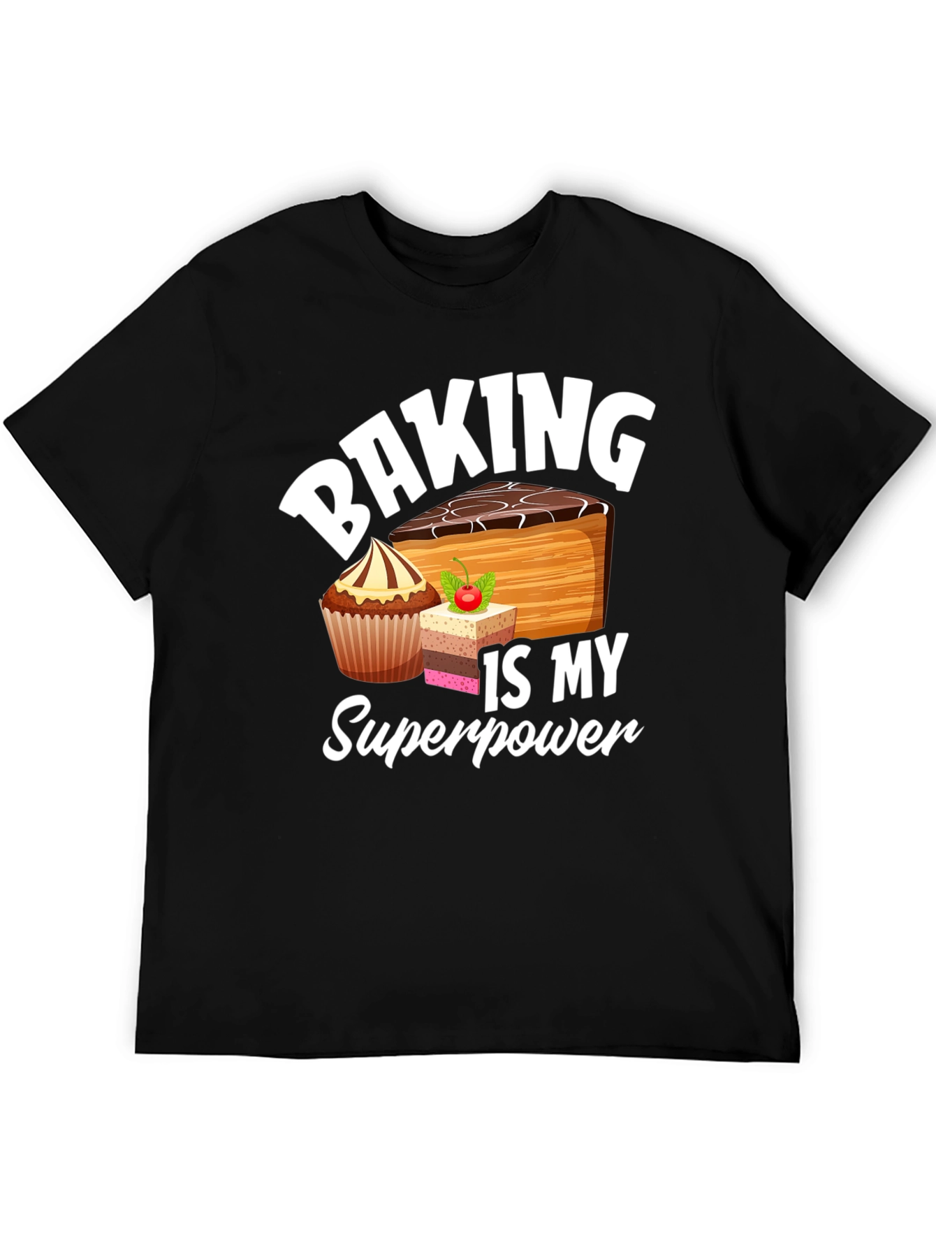 Baking is My Superpower Black Graphic T-Shirt