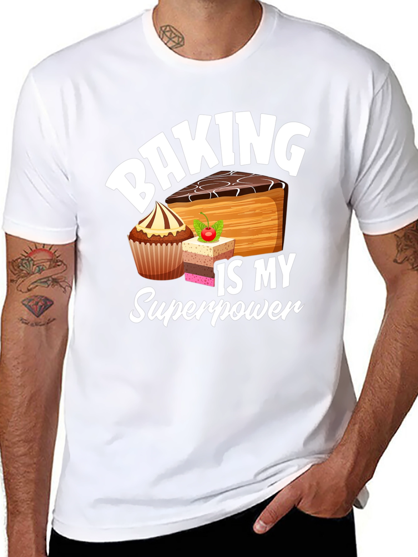 Baking is My Superpower Black Graphic T-Shirt