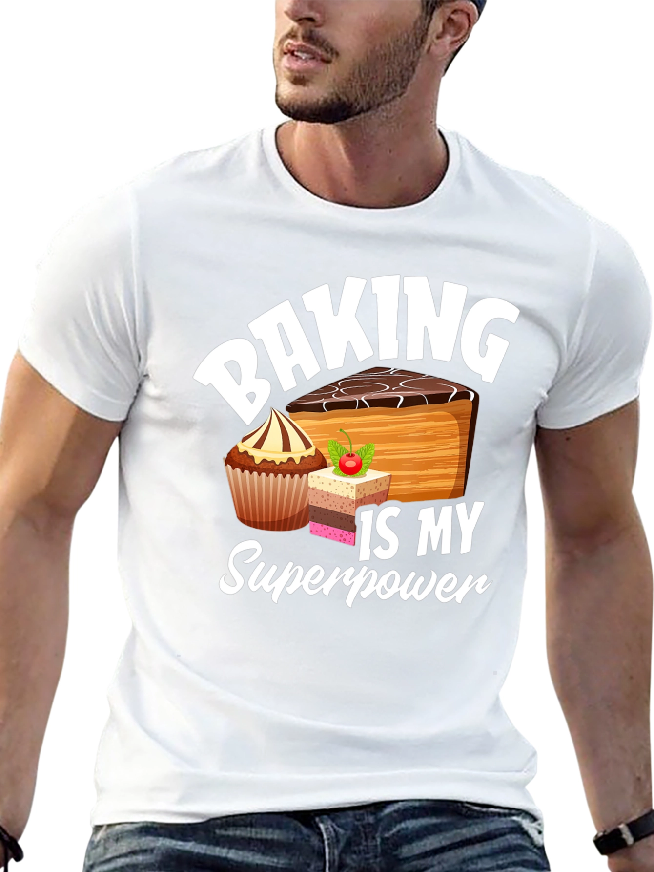 Baking is My Superpower Black Graphic T-Shirt