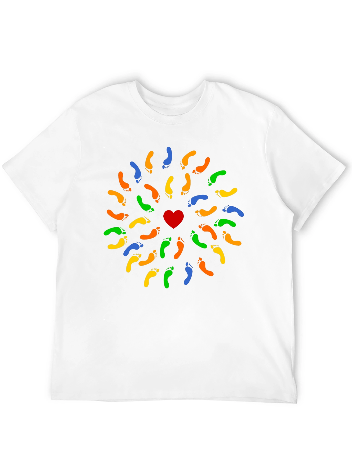 Heart Footprint Mandala Black T-Shirt