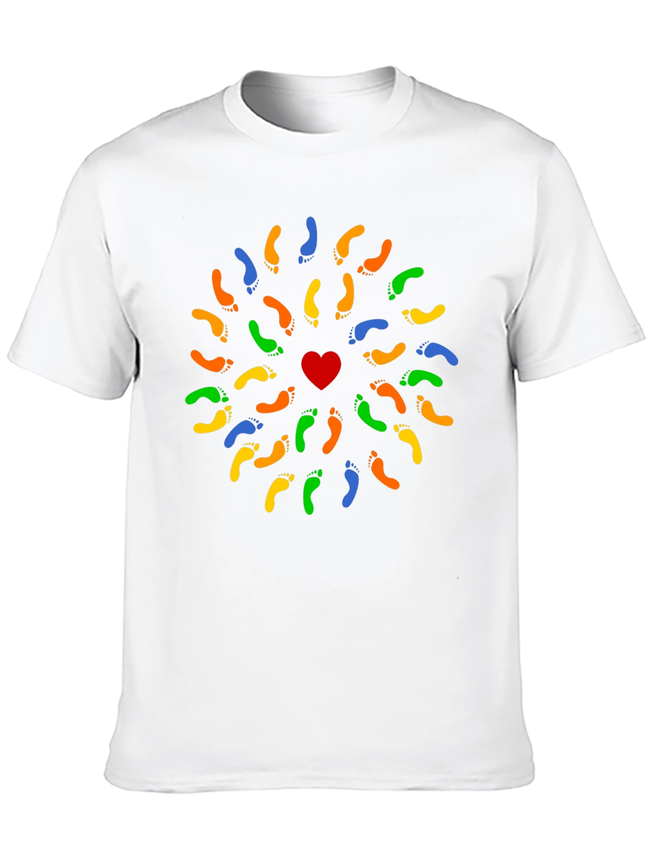Heart Footprint Mandala Black T-Shirt