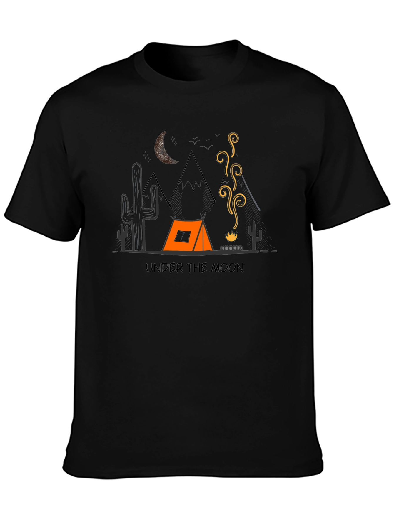 Under the Moon Camping Graphic Tee - Black
