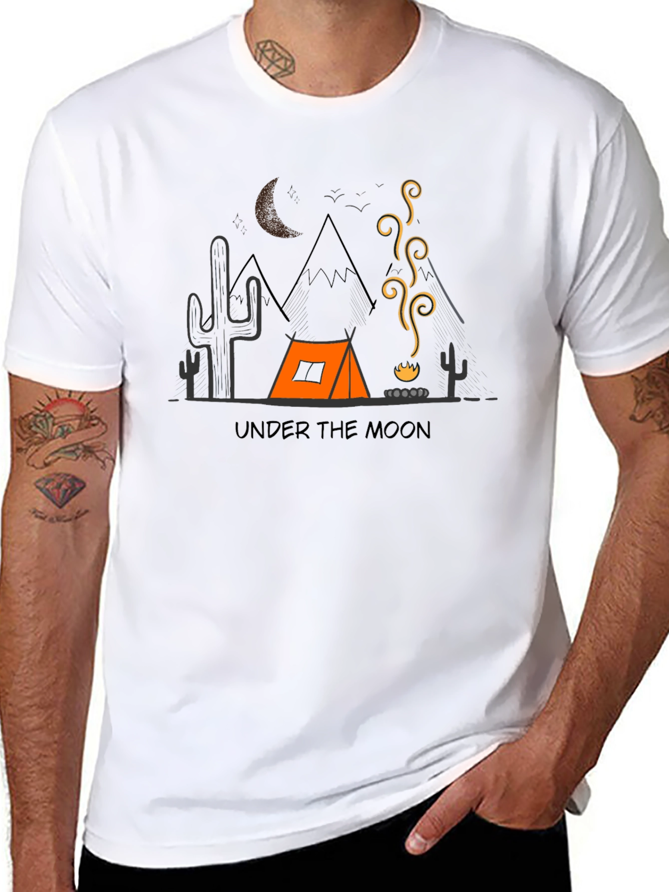 Under the Moon Camping Graphic Tee - Black
