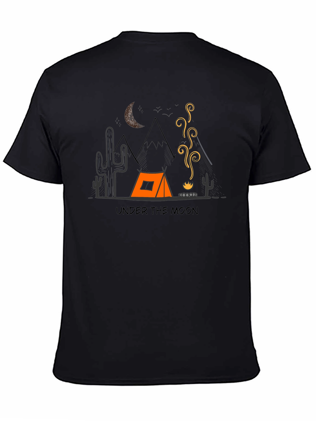 Under the Moon Camping Graphic Tee - Black