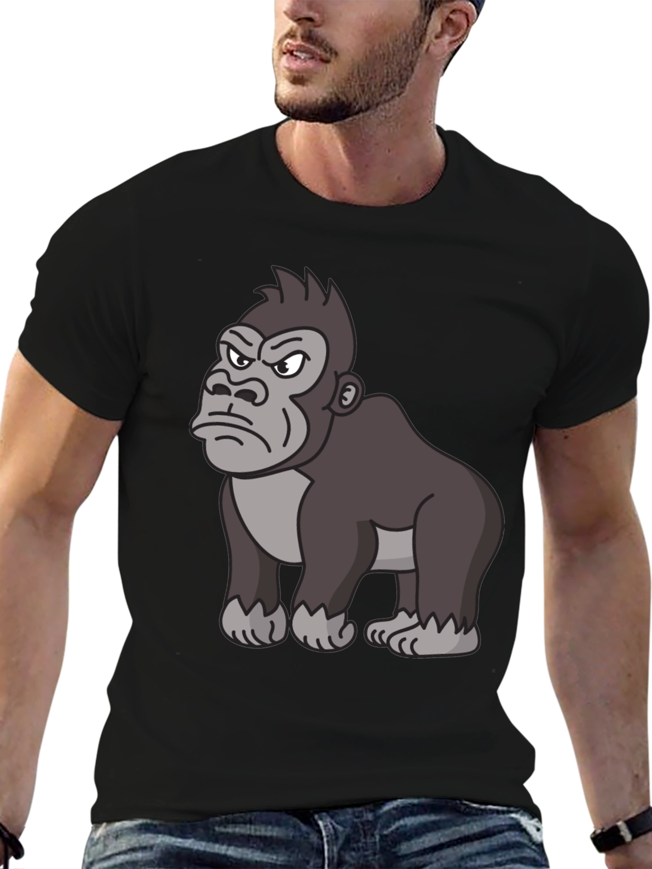 Grumpy Gorilla Graphic T-Shirt - Black Cotton Tee