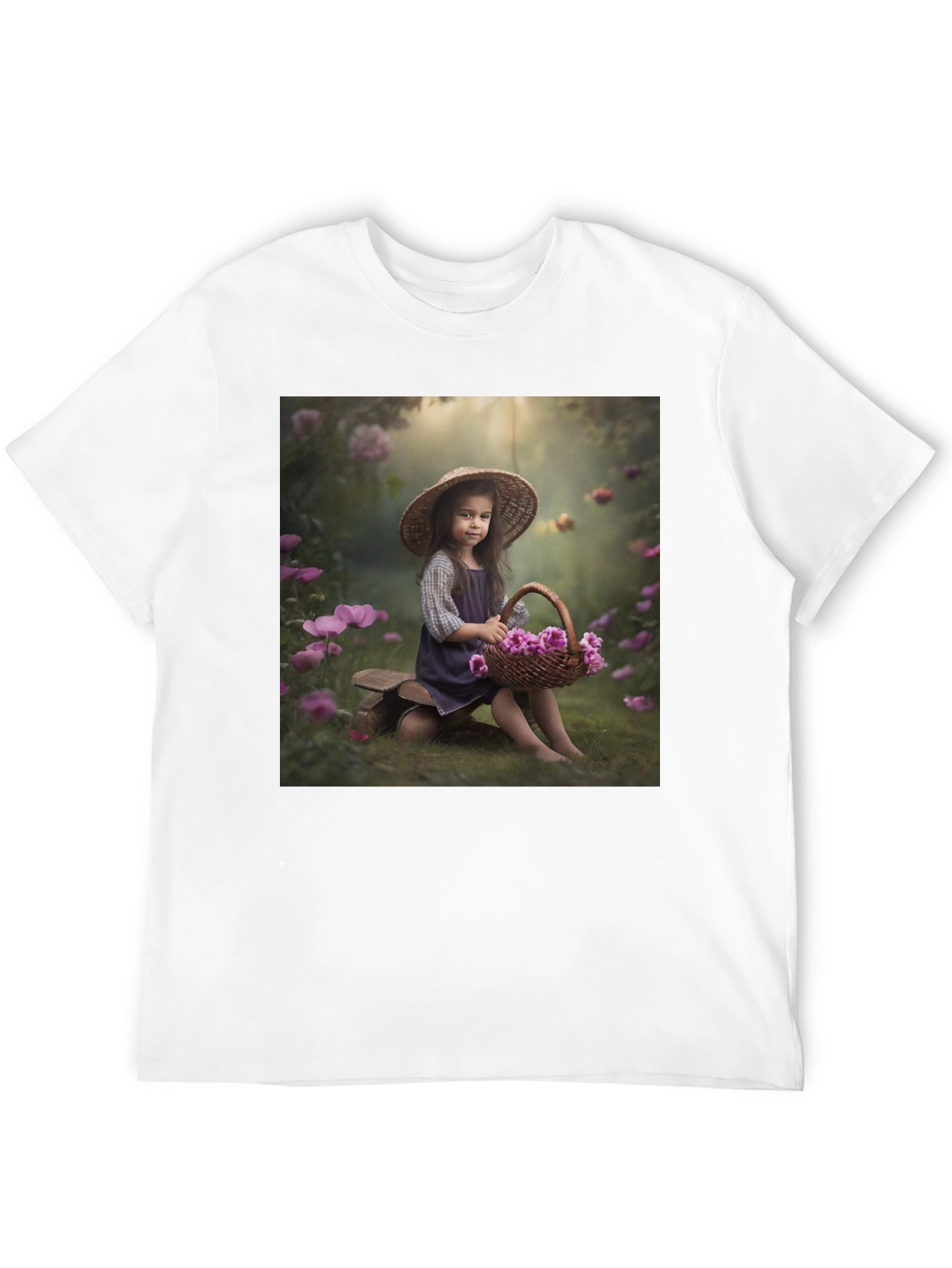 Charming Girl with Flowers T-Shirt