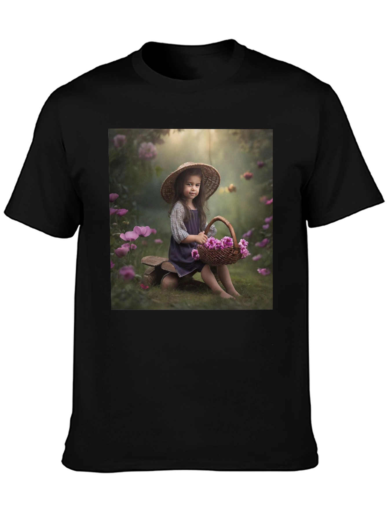 Charming Girl with Flowers T-Shirt