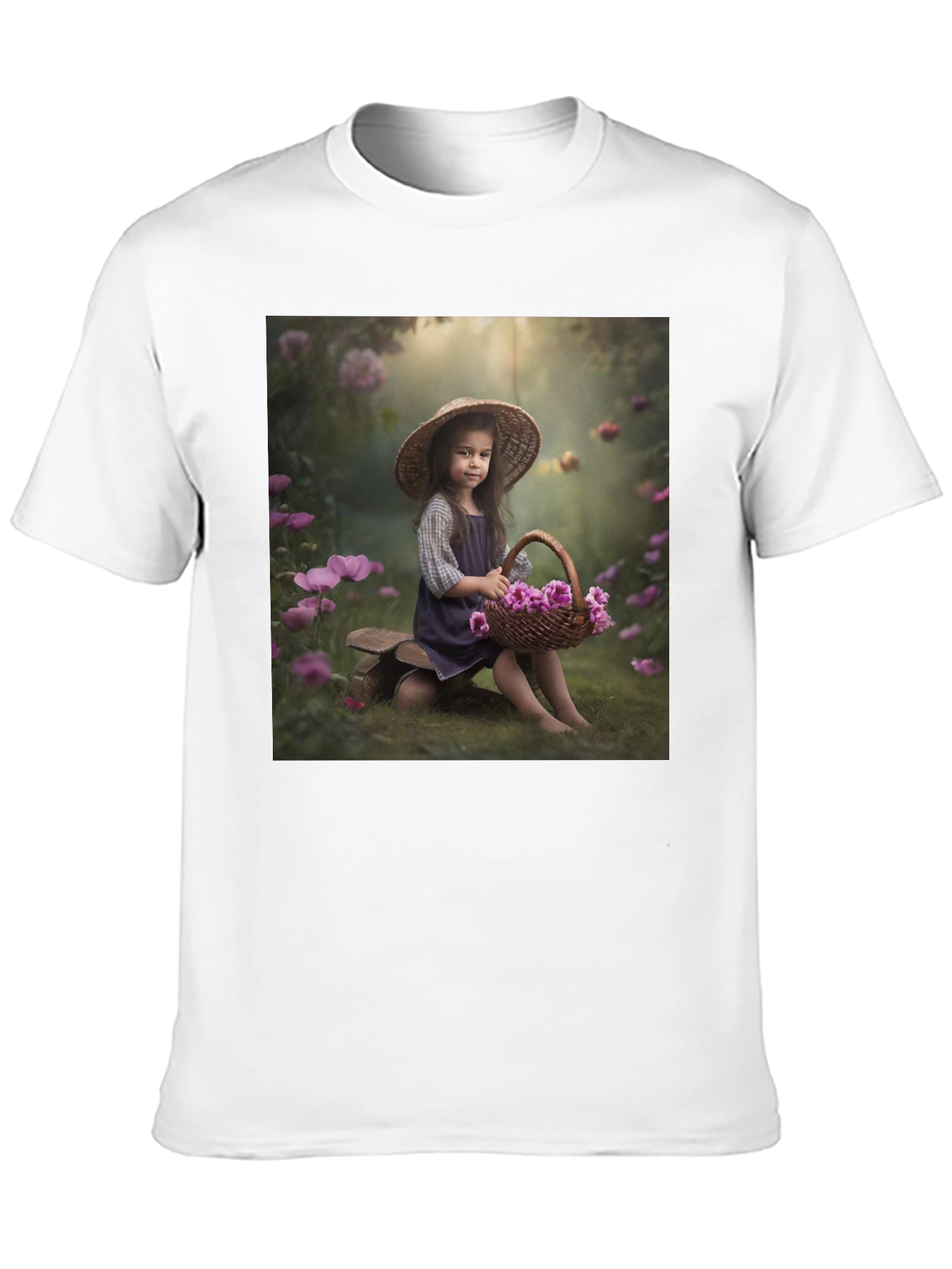 Charming Girl with Flowers T-Shirt