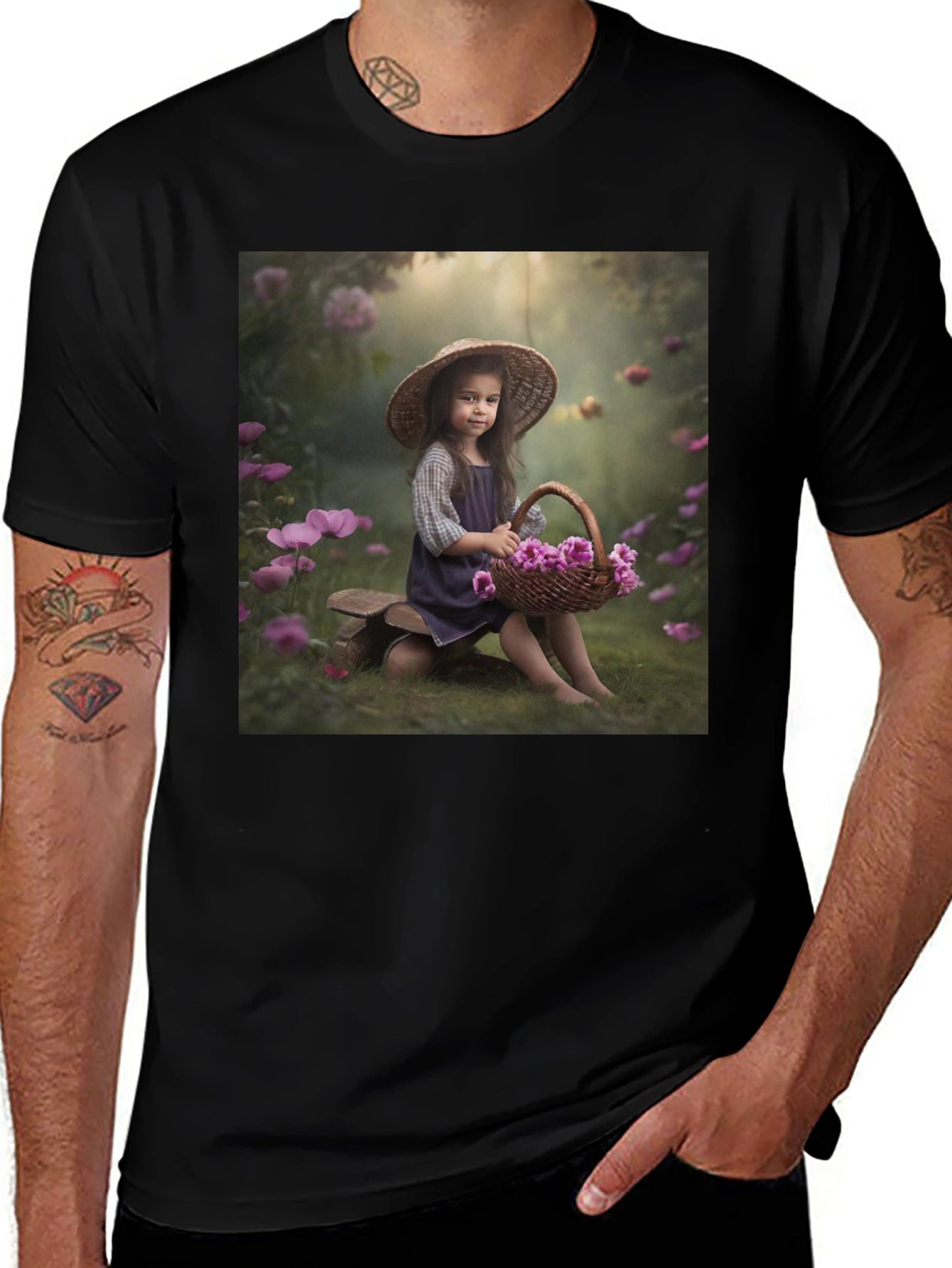 Charming Girl with Flowers T-Shirt