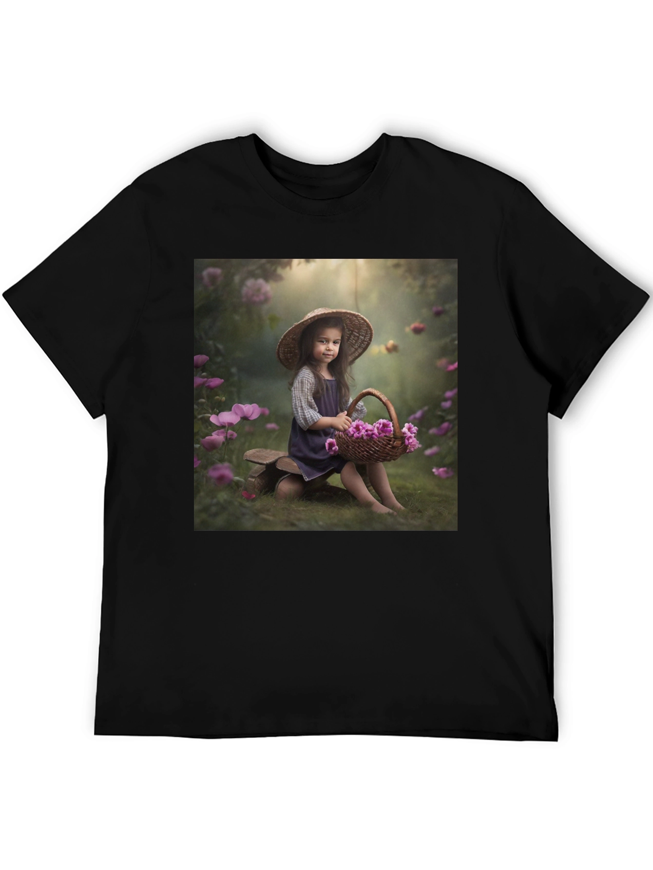 Charming Girl with Flowers T-Shirt