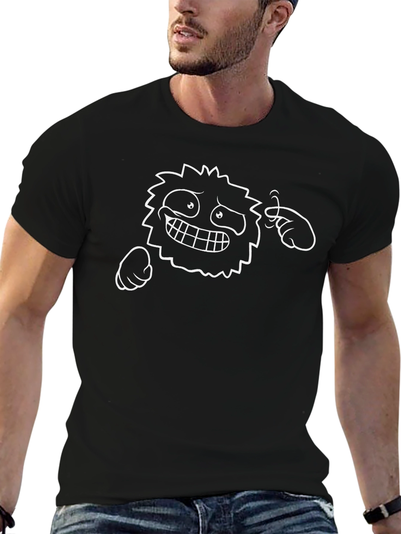 Crazy Cartoon Graphic Black T-Shirt