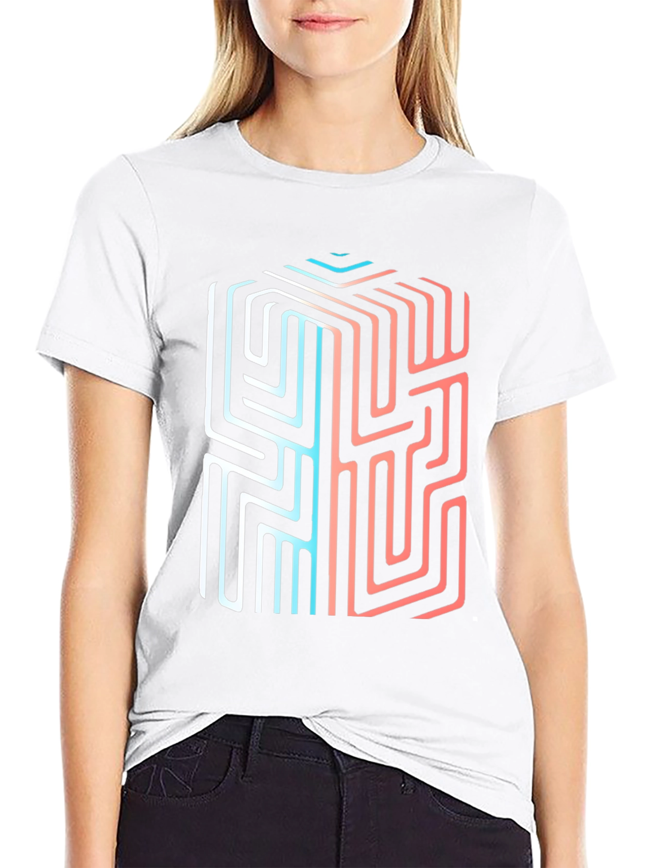 Abstract Cube Maze Graphic Tee - Unique Design