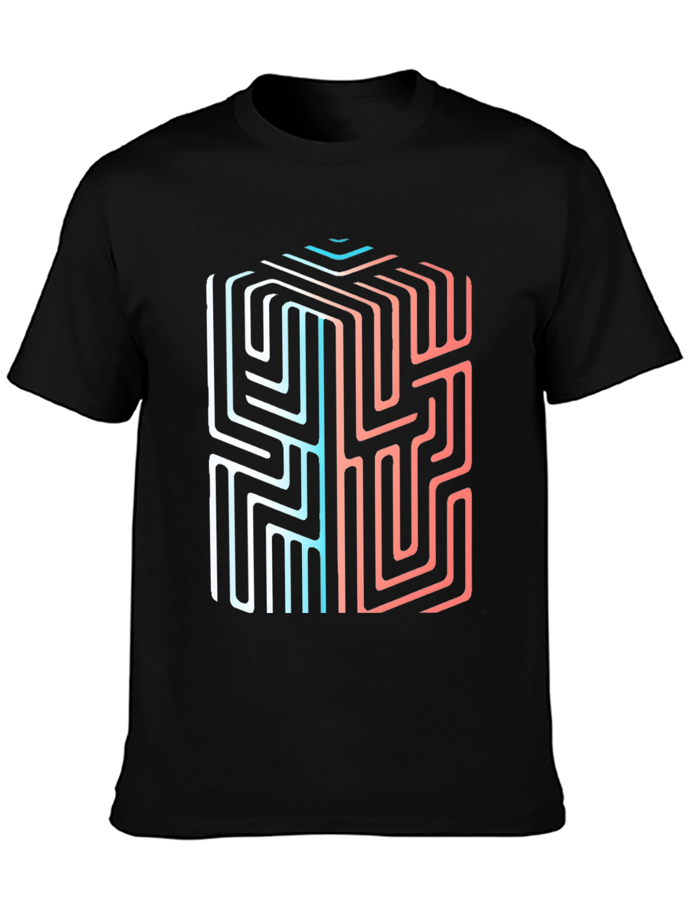 Abstract Cube Maze Graphic Tee - Unique Design