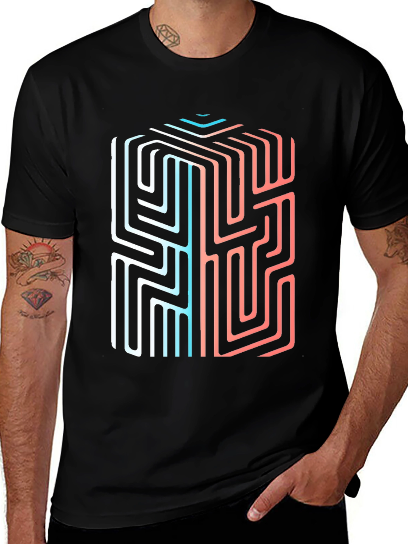 Abstract Cube Maze Graphic Tee - Unique Design
