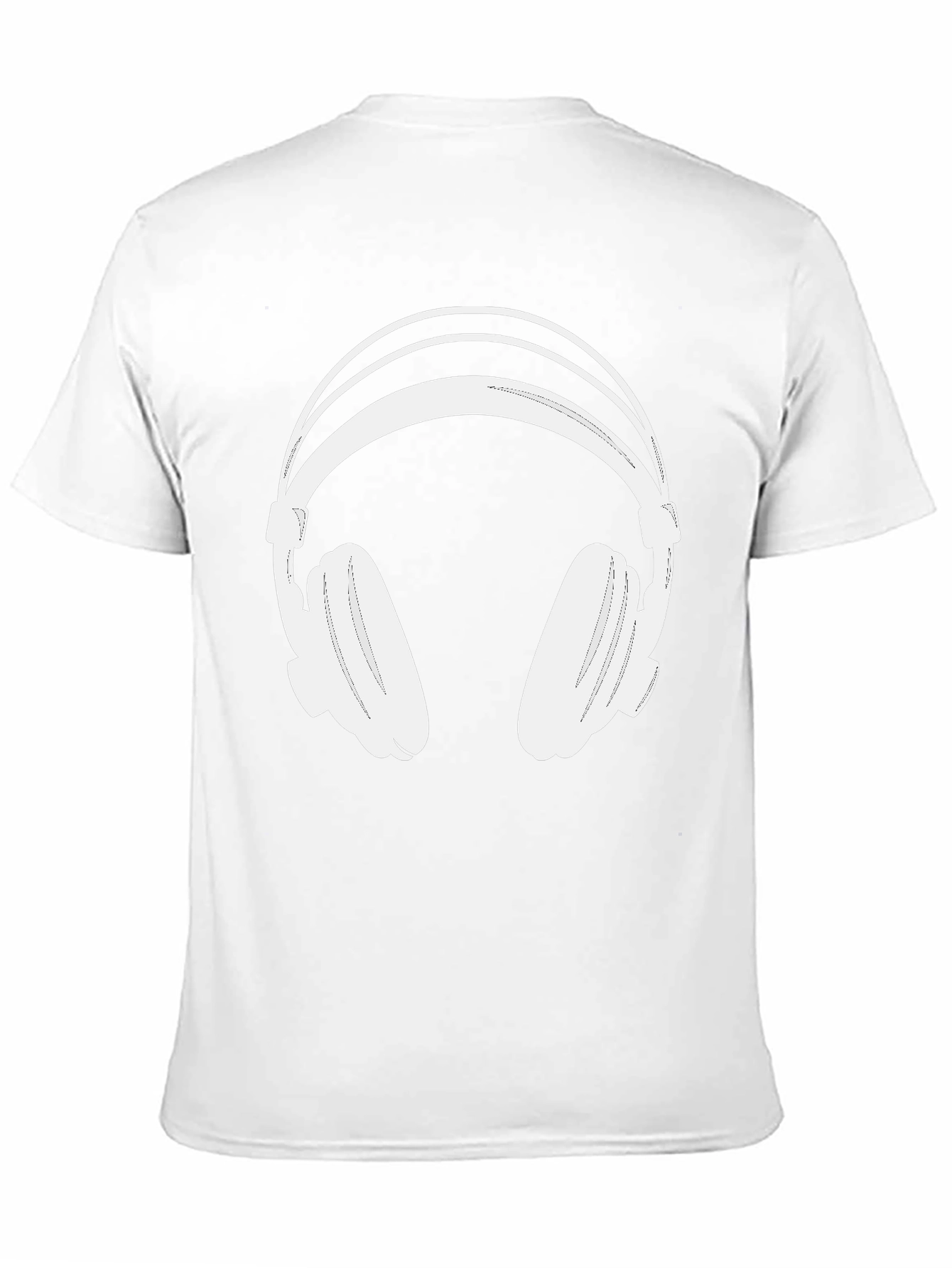 Black T-Shirt with White Headphones Graphic