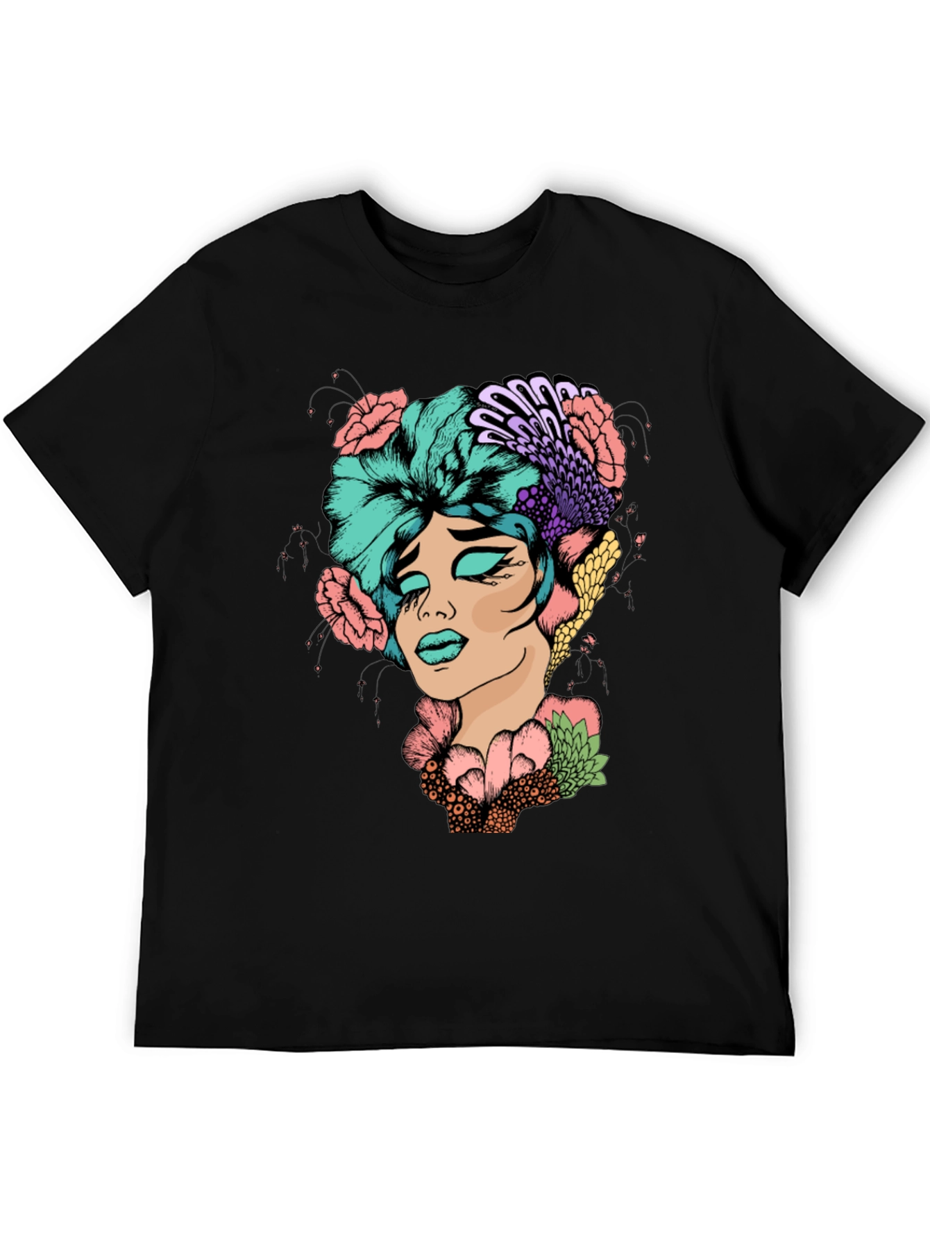 Floral Portrait Graphic T-Shirt - Unique Design