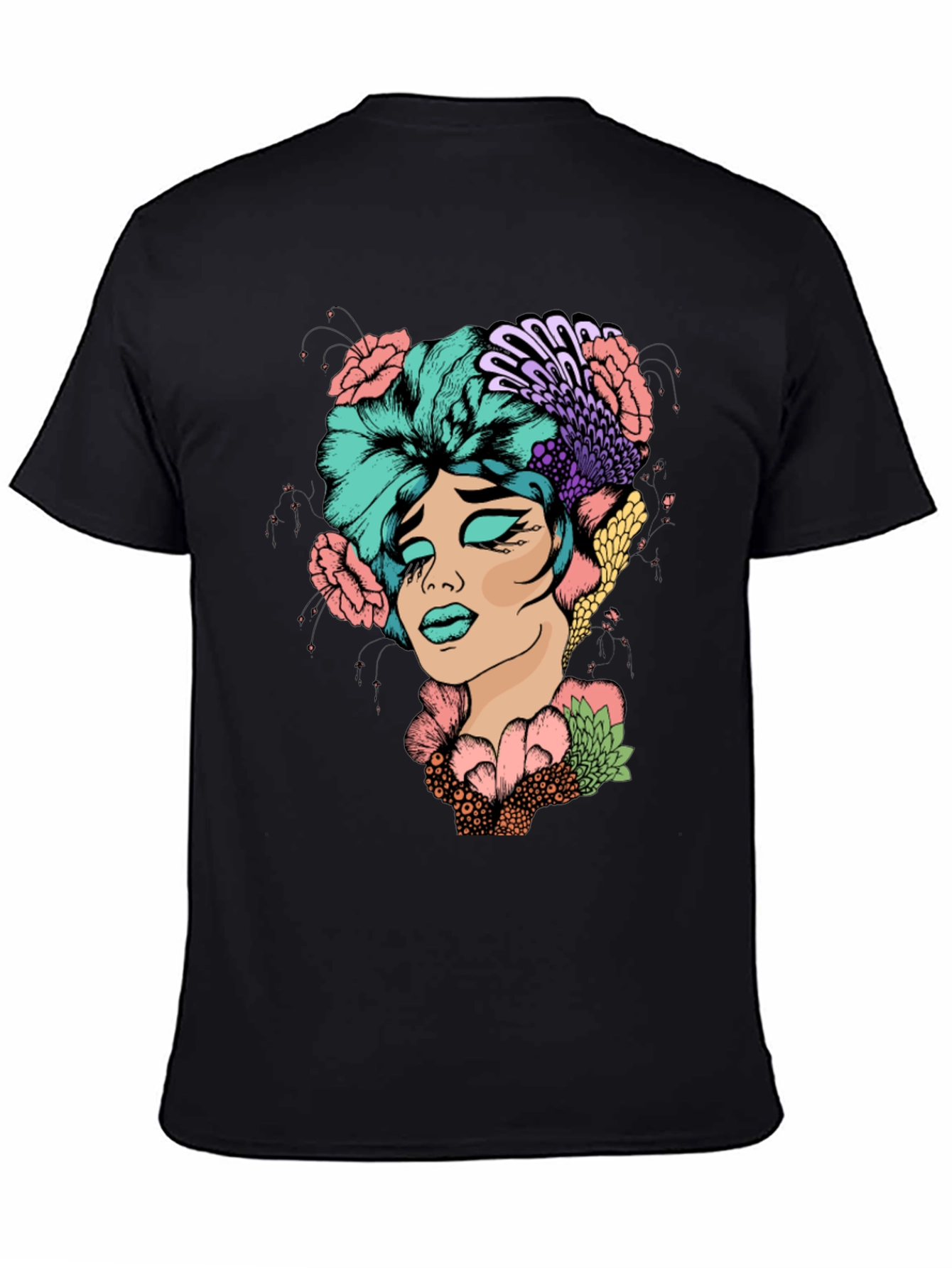 Floral Portrait Graphic T-Shirt - Unique Design