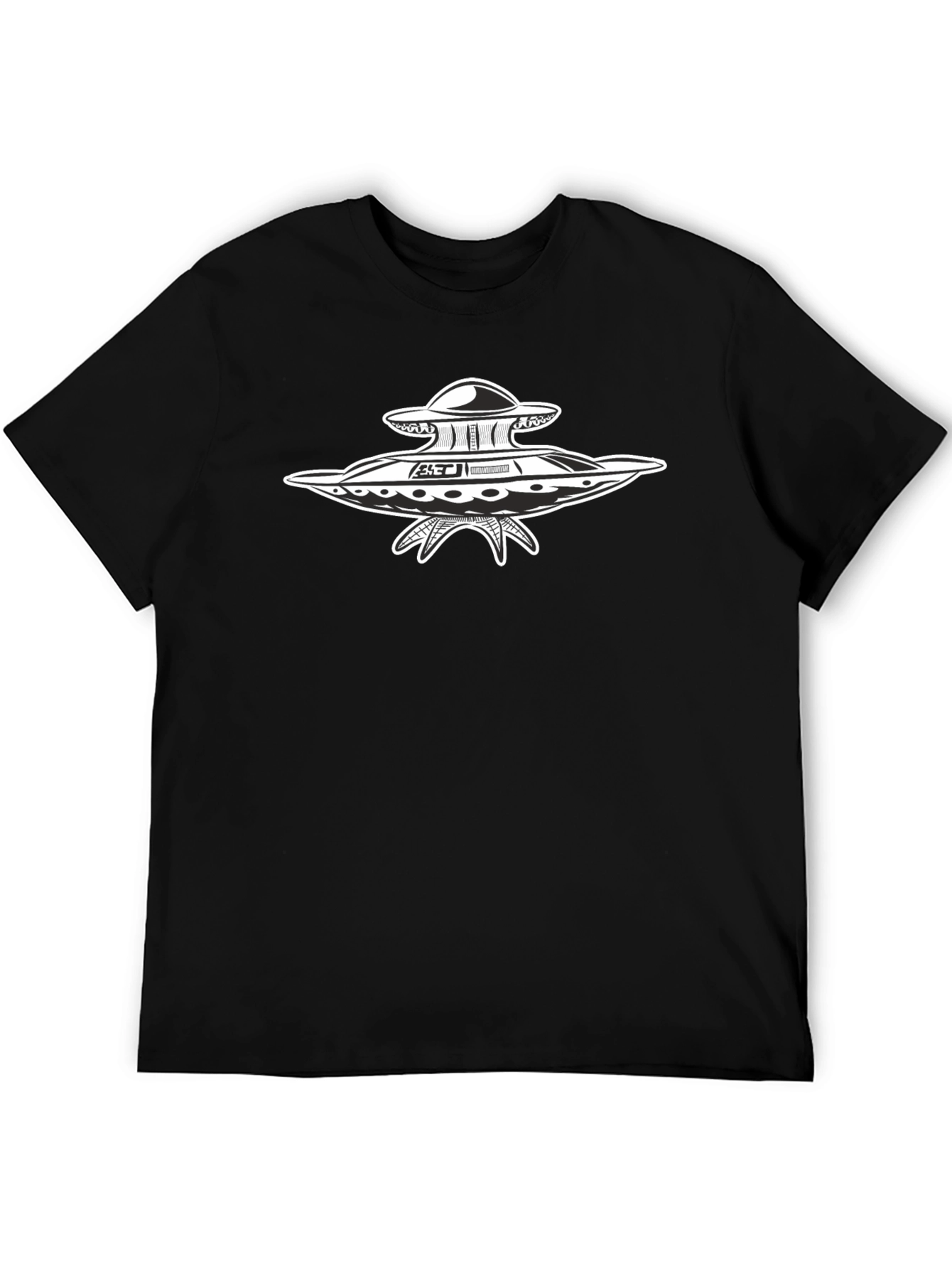 UFO Graphic Print Black T-Shirt