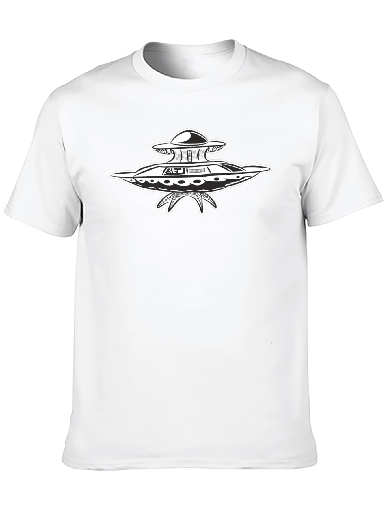 UFO Graphic Print Black T-Shirt