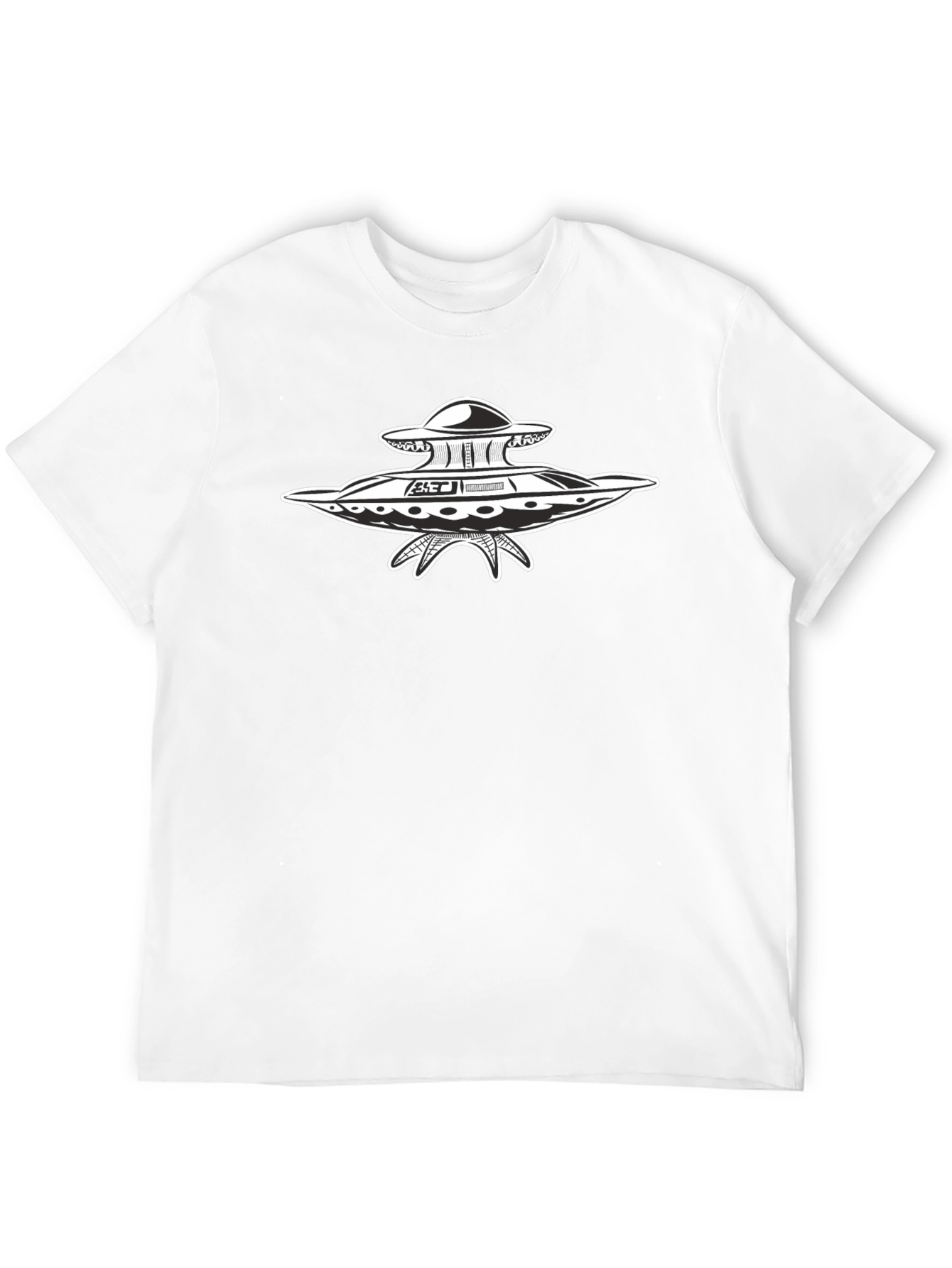 UFO Graphic Print Black T-Shirt