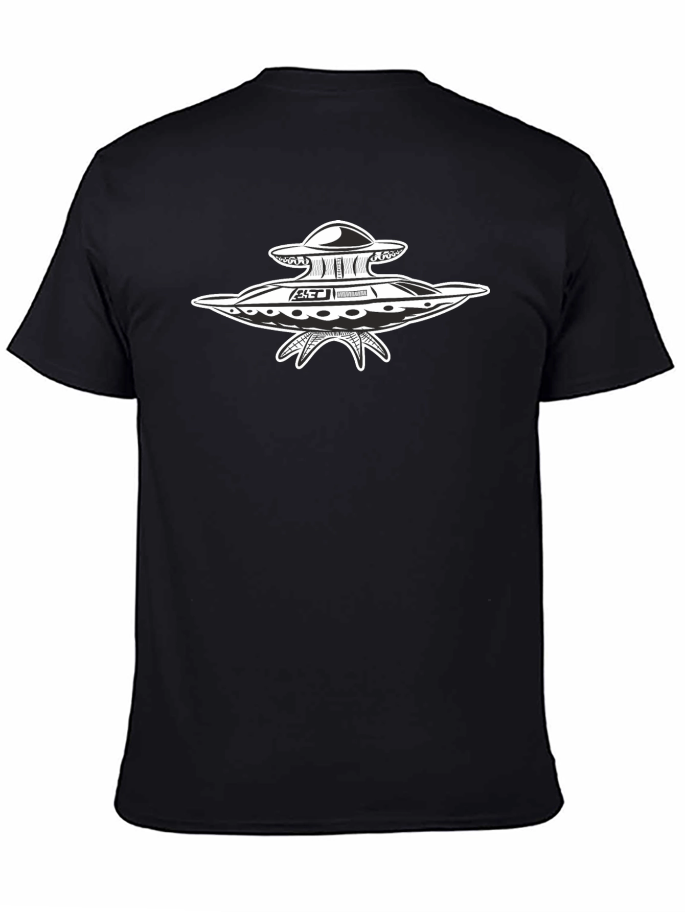 UFO Graphic Print Black T-Shirt